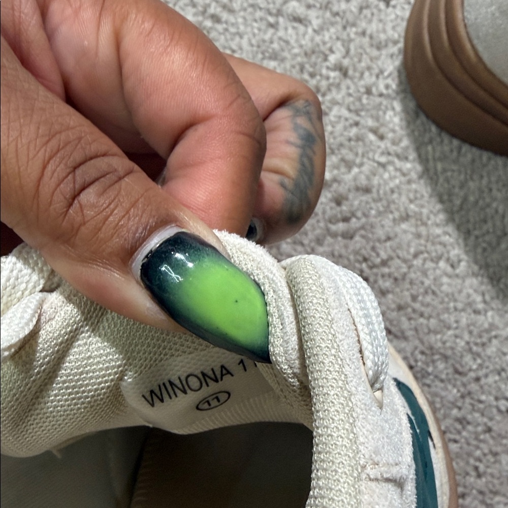Fashion Nova Cream and Green Sneakers - Picture 6 of 6